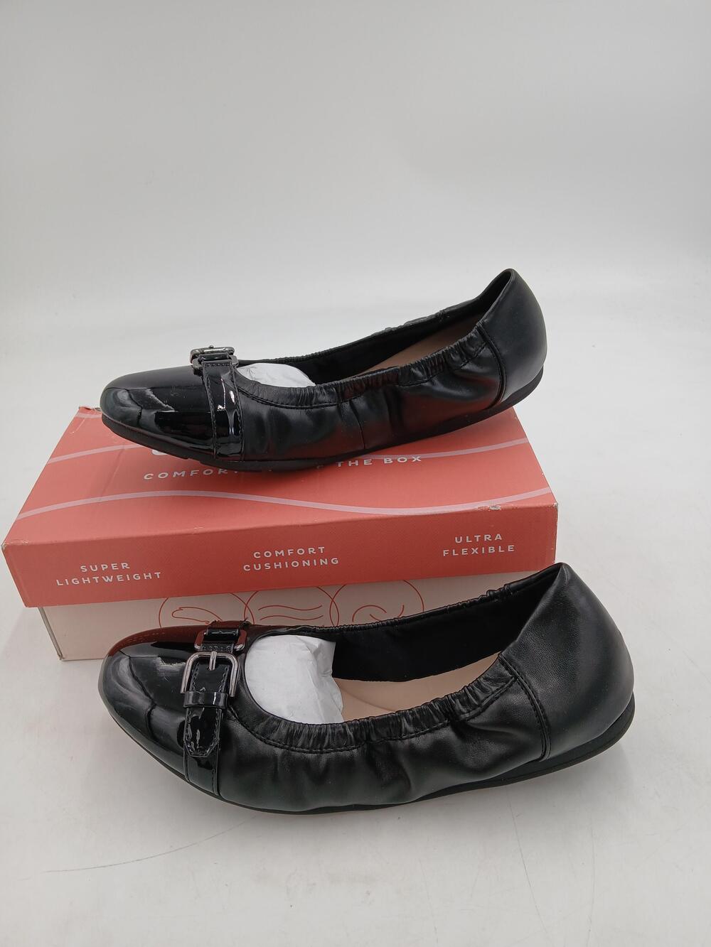 Easy Spirit KENNA3 Shoes Womens Black Ballet Flats Buckle Comfort Size 8